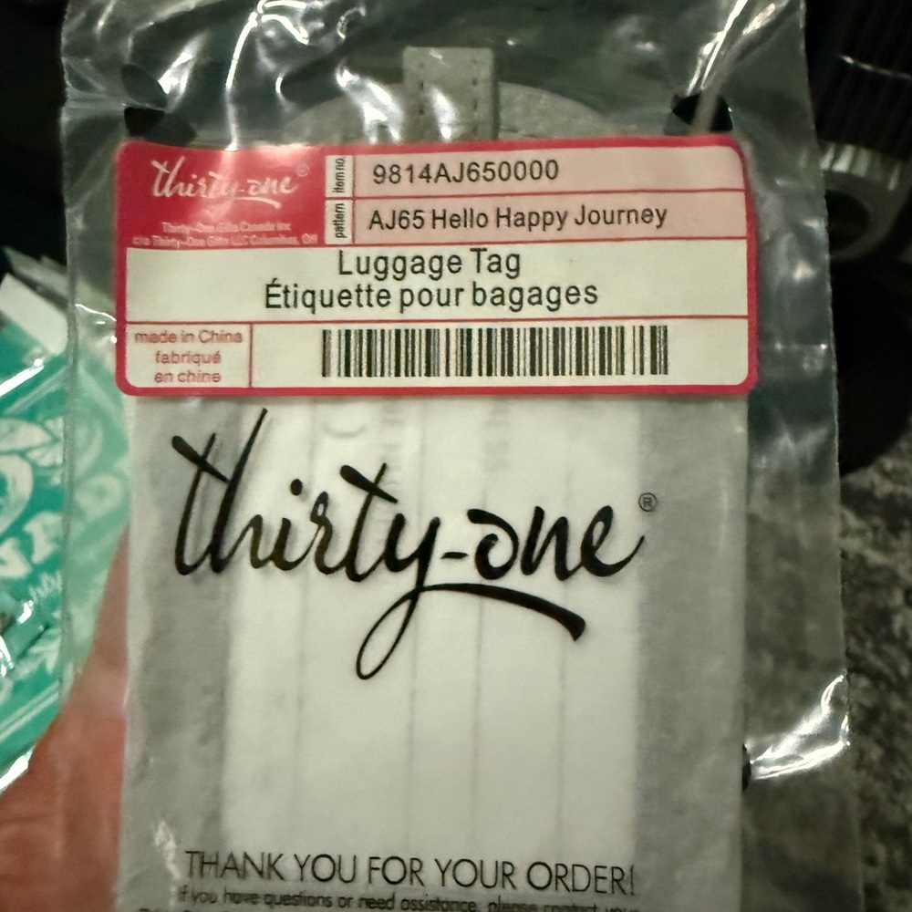 Thirty-One Gray Luggage Tag
